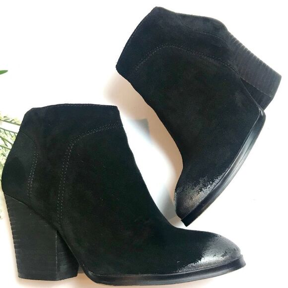 Isola Black Suede Silver Toe Booties - Picture 4 of 10